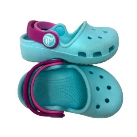 Crocs | Toddler Blue & Pink Strap Clogs Water Shoes Size 4 - Picture 11 of 11